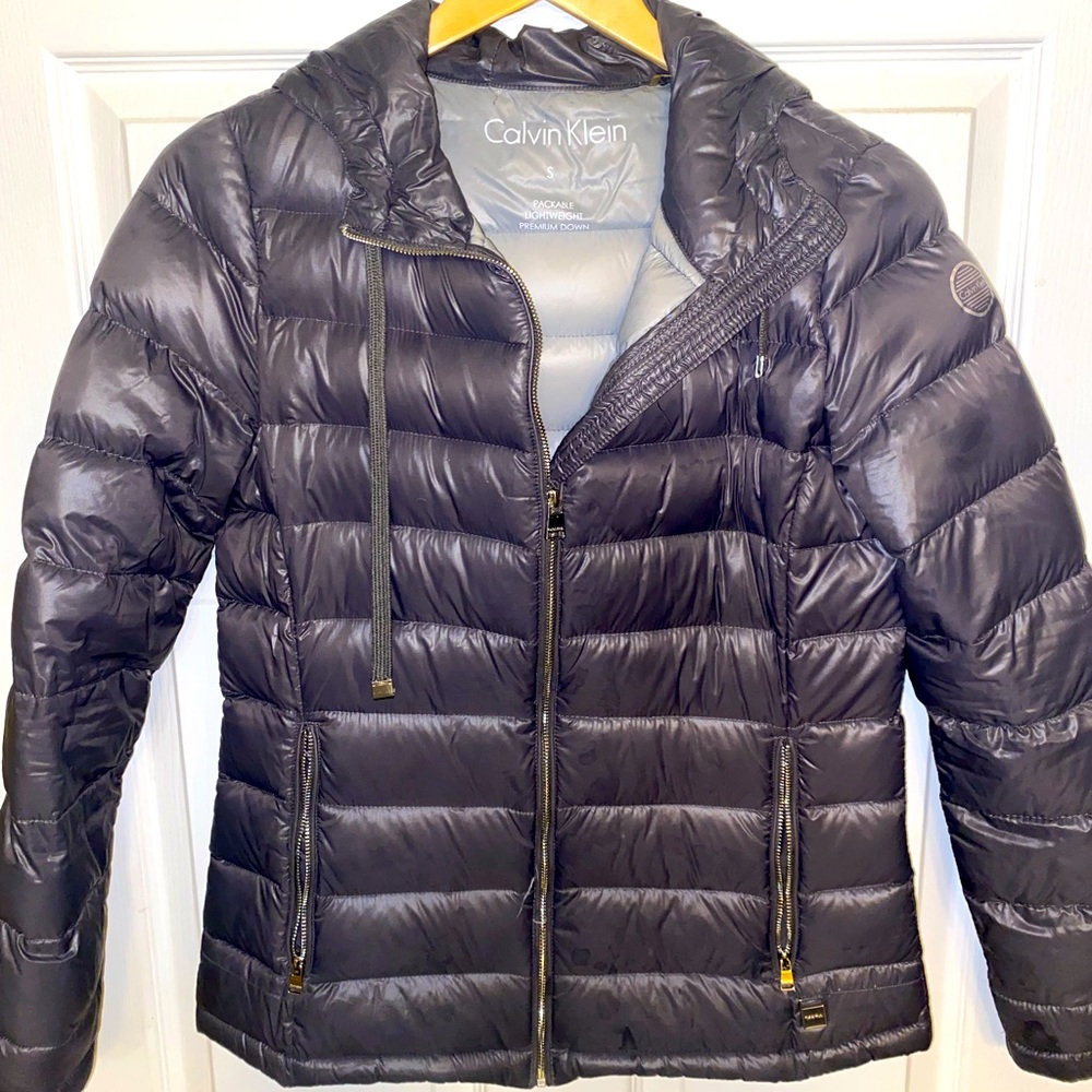 Calvin Klein Packable Lightweight Gray Premium Down Coat Size S